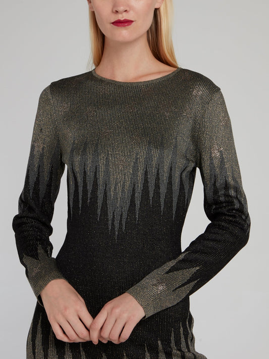 Metallic Embellished Sweater Dress