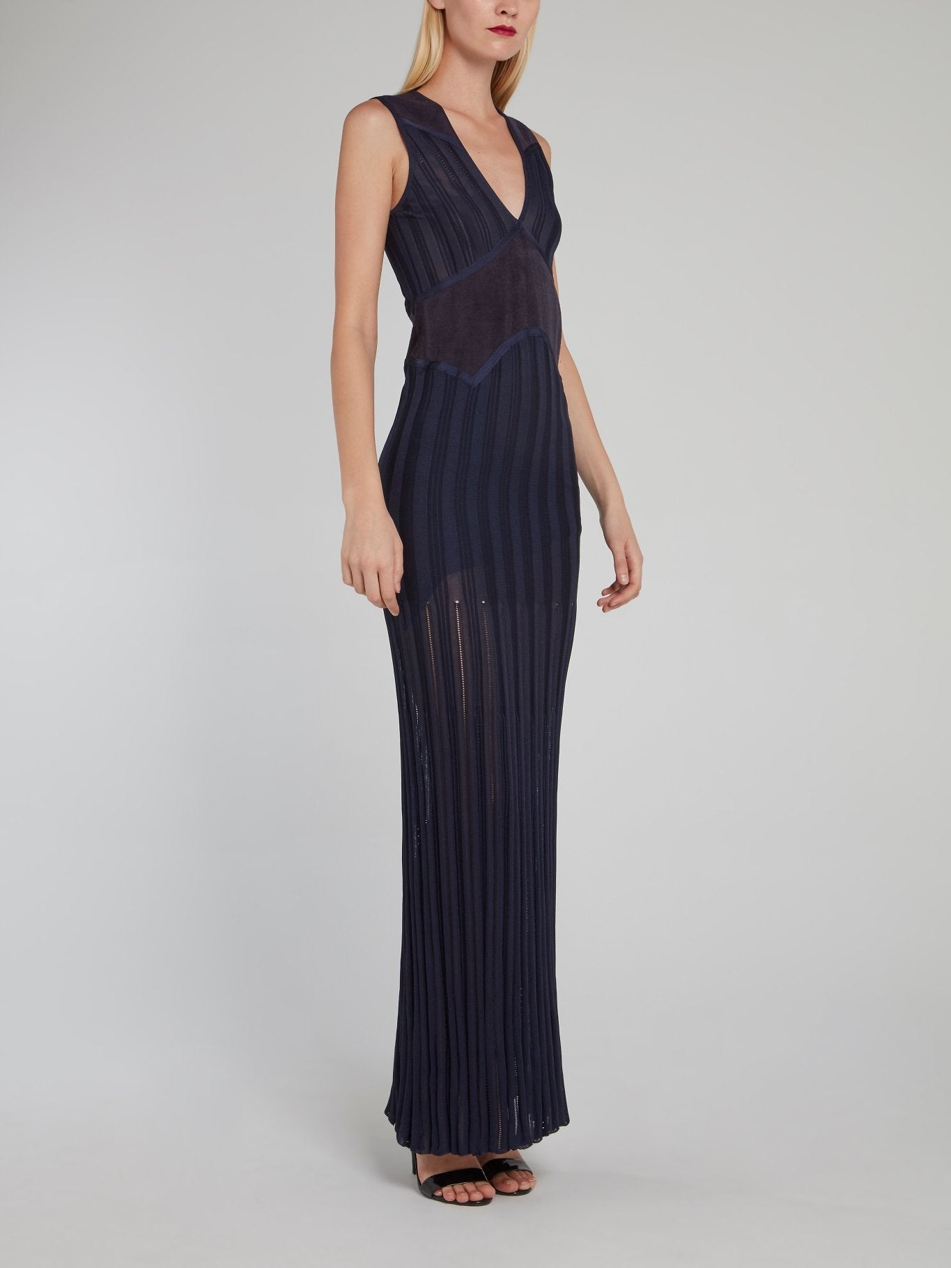 navy blue plunge dress Navy Suede Panel Plunge Dress – Maison-B-More Global Store
