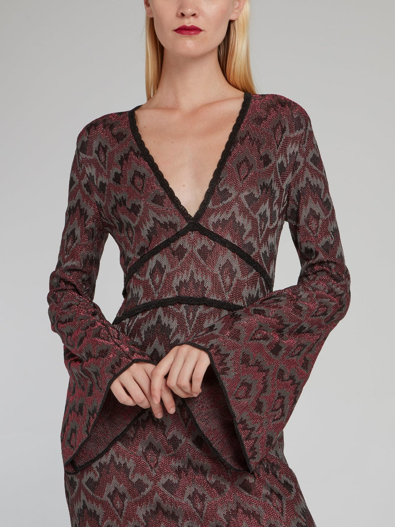 Bell Sleeve Plunge Maxi Dress Maison-B-More Global Store Bell Sleeve Plunge Maxi Dress Maison-B-More Global Store