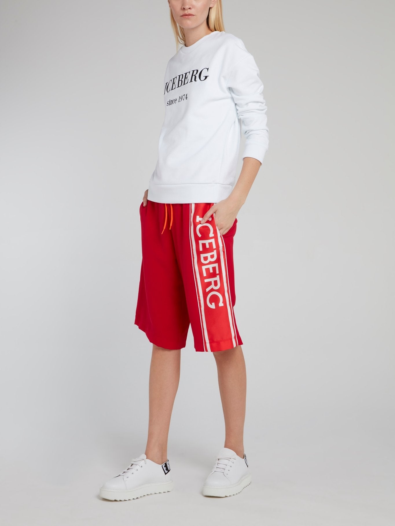 Red Logo Side Stripe Shorts