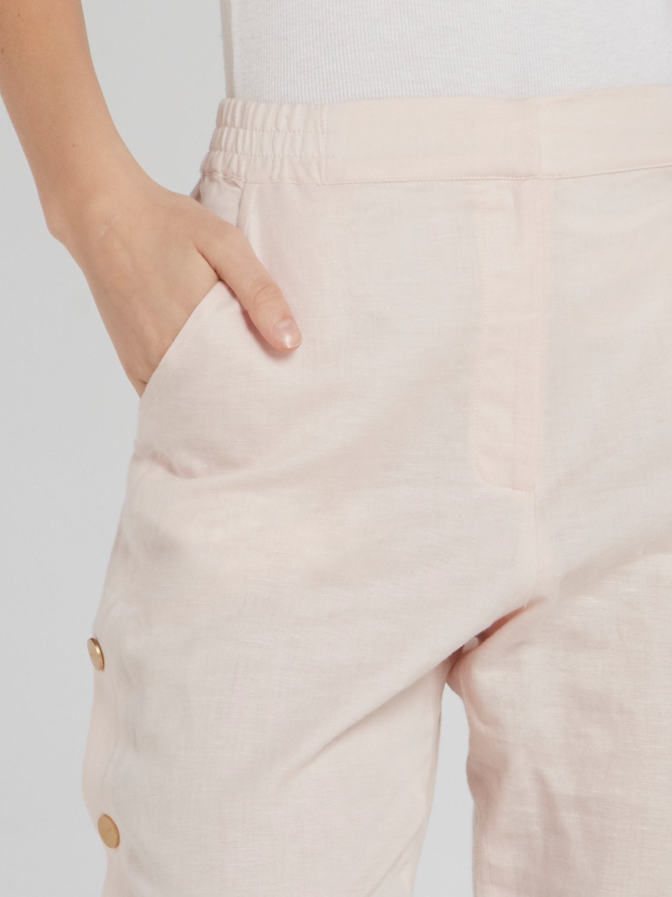 Side Button Linen Trousers
