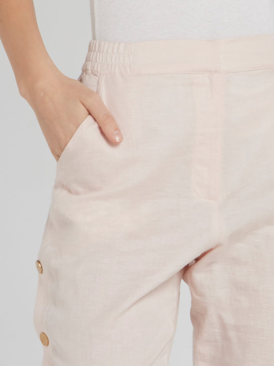 Side Button Linen Trousers