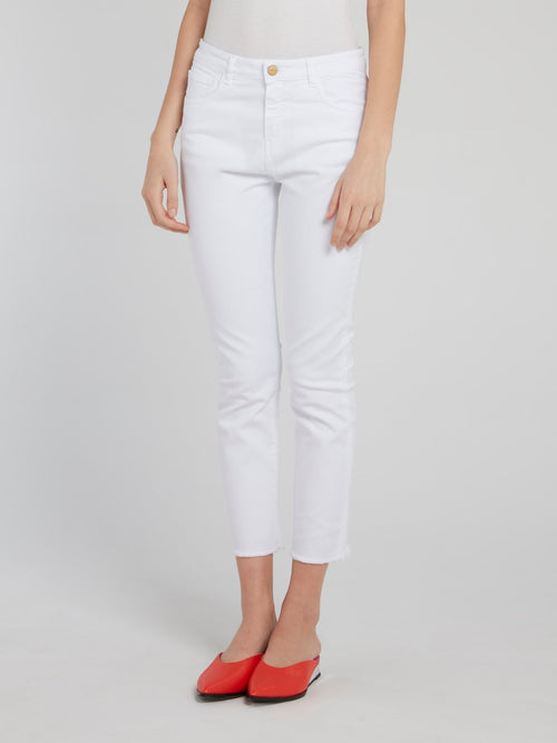 White Denim Stretch Trousers