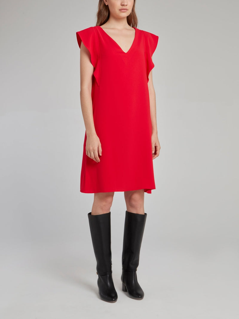 Red Butterfly Sleeve Dress
