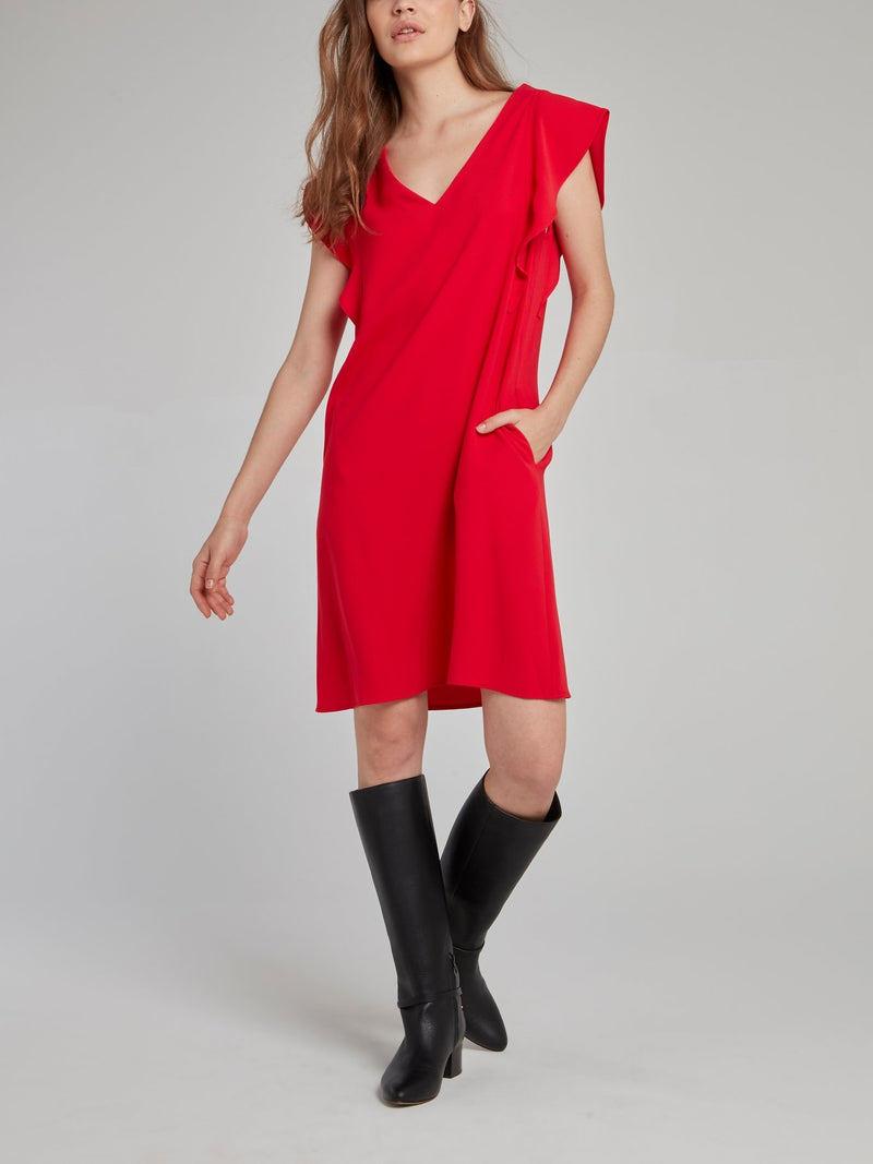 Red Butterfly Sleeve Dress