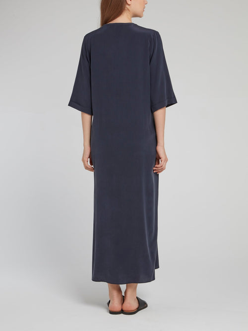 Navy Ruched Maxi Dress