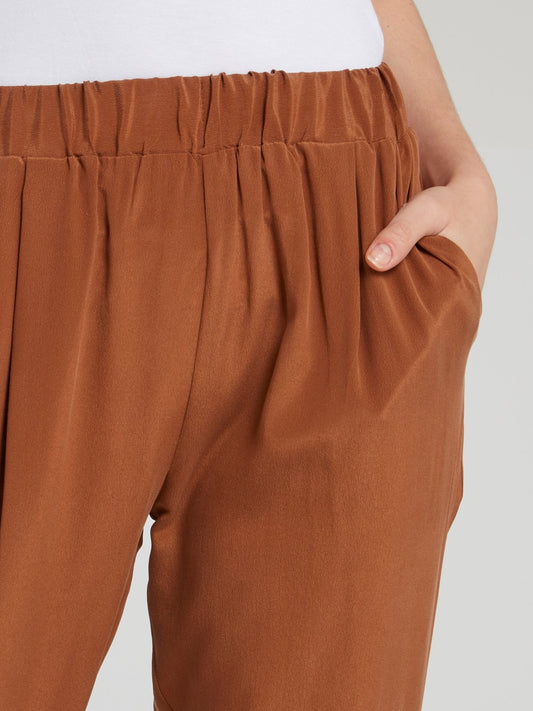 Brown Cropped Tapered Pants