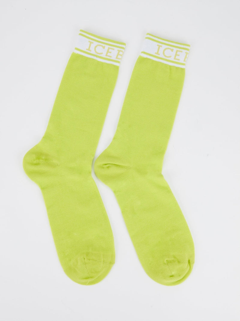 Green Logo High Socks