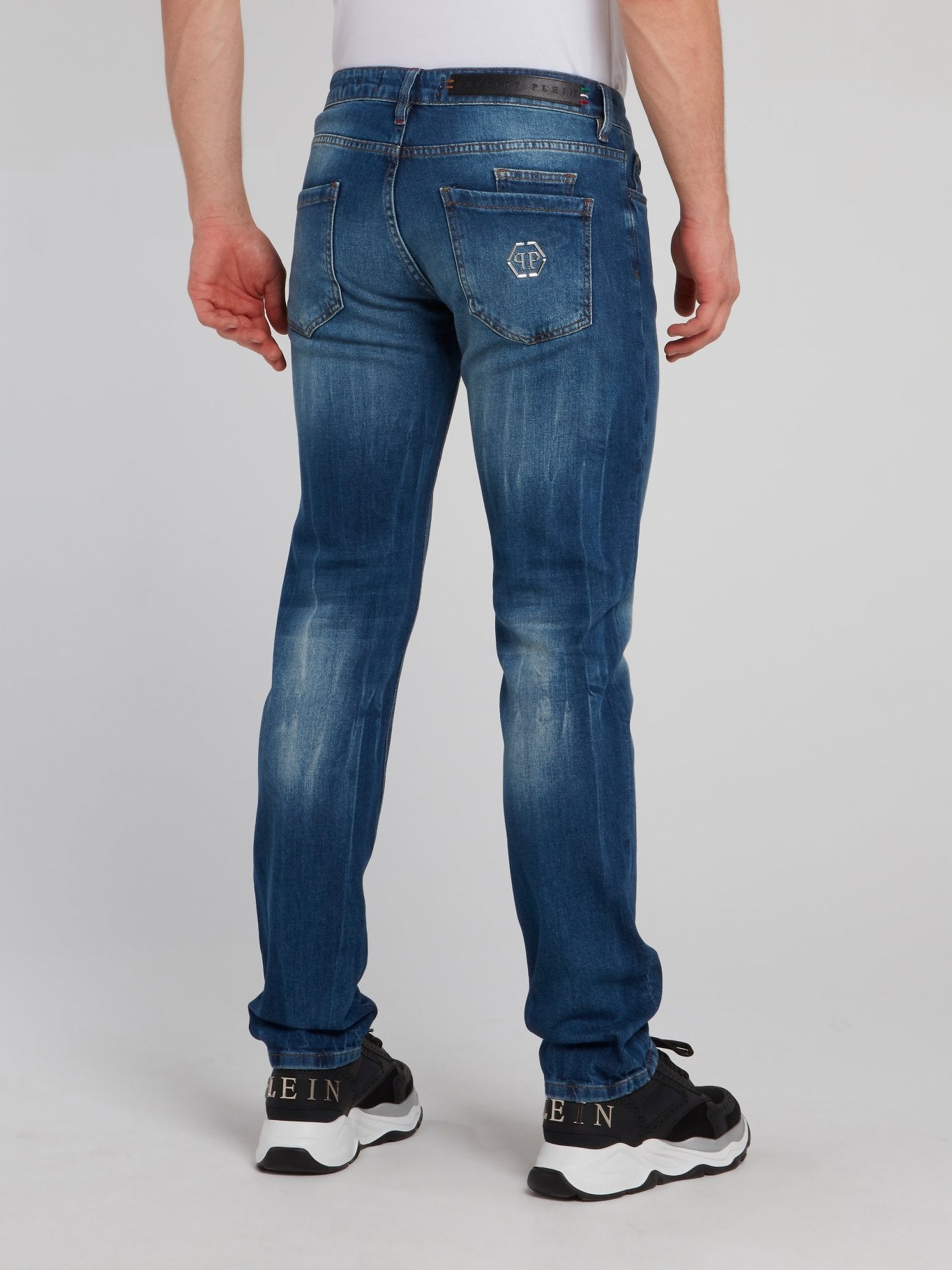Distressed Straight Cut Denim Jeans