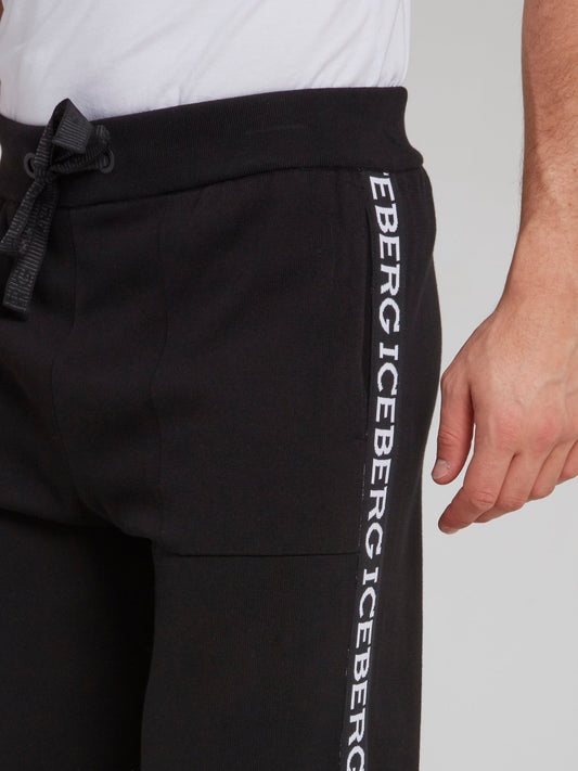Black Logo Tape Knitted Track Pants