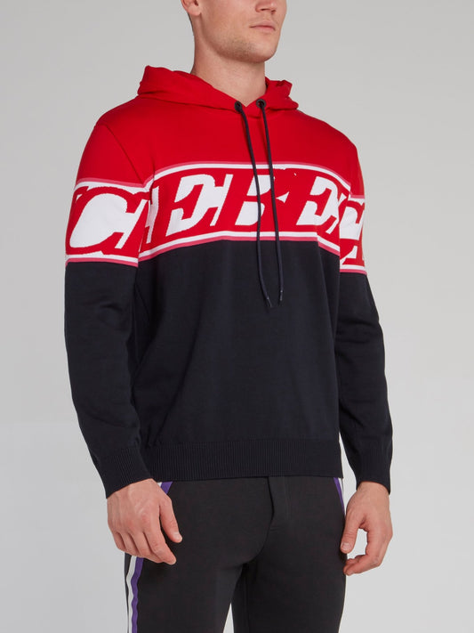 Red Panel Hooded Sweater
