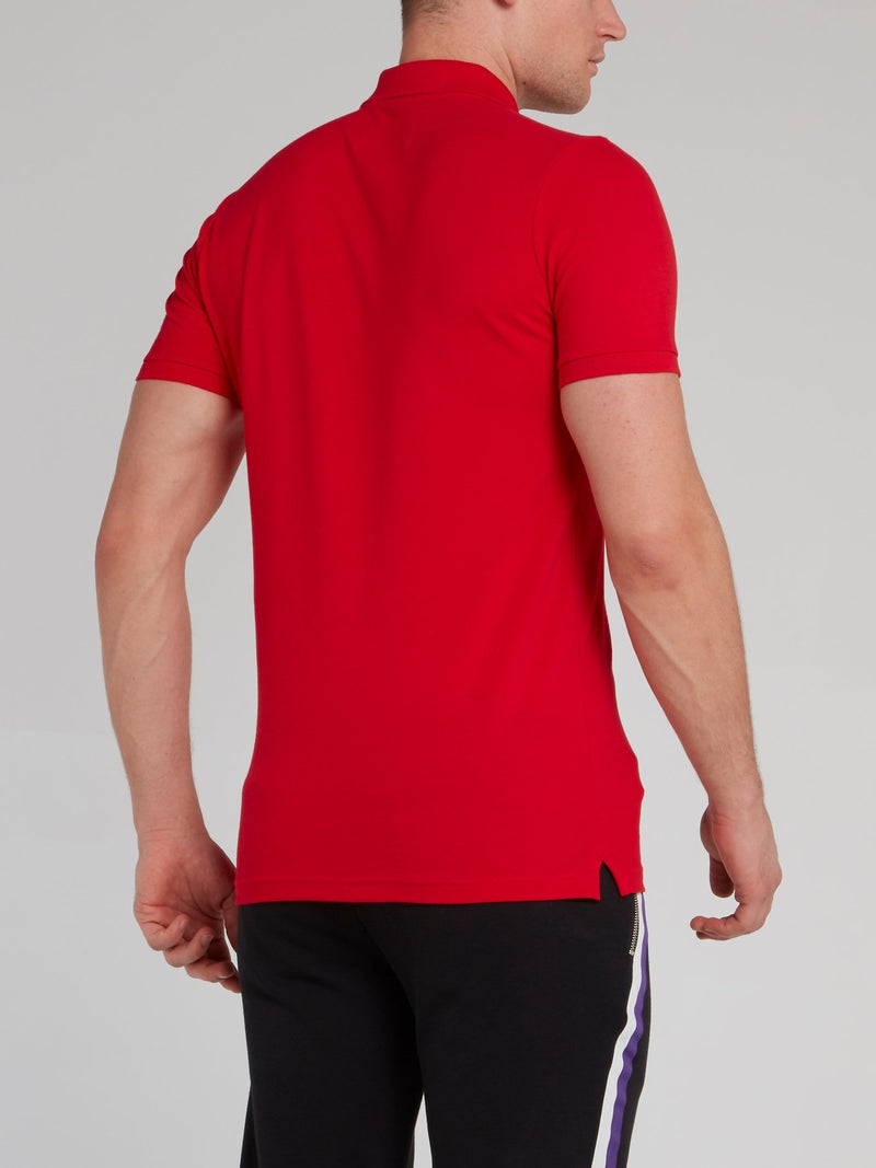 Red Logo Appliquéd Polo Shirt