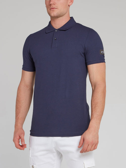 Navy Logo Appliquéd Polo Shirt