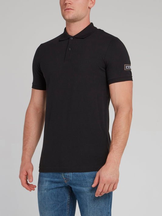 Черная рубашка поло с логотипом