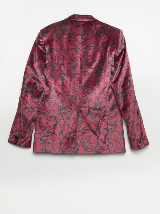 Бордовый пиджак с викторианскими узорами