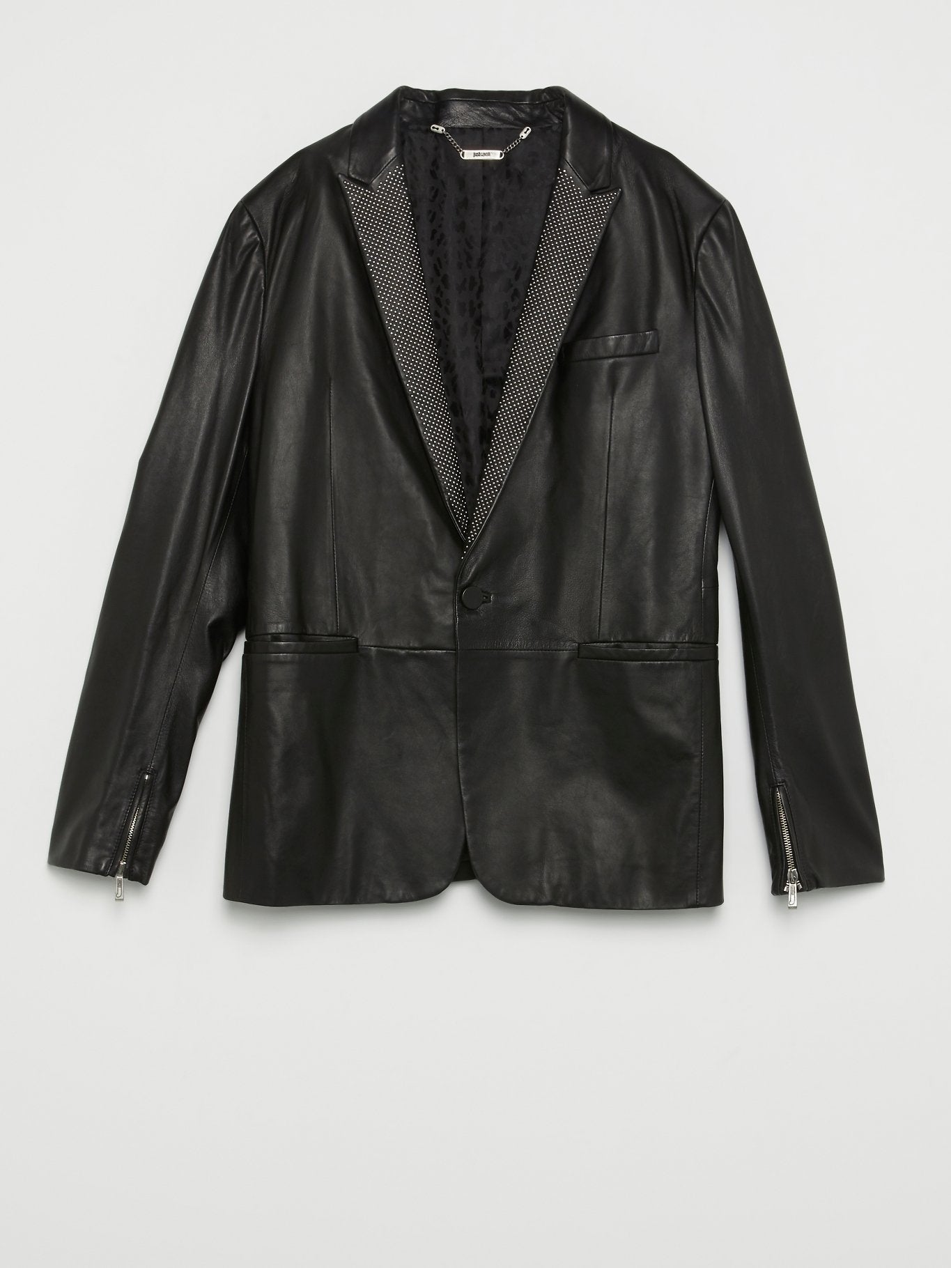 Black Micro-Stud Leather Jacket