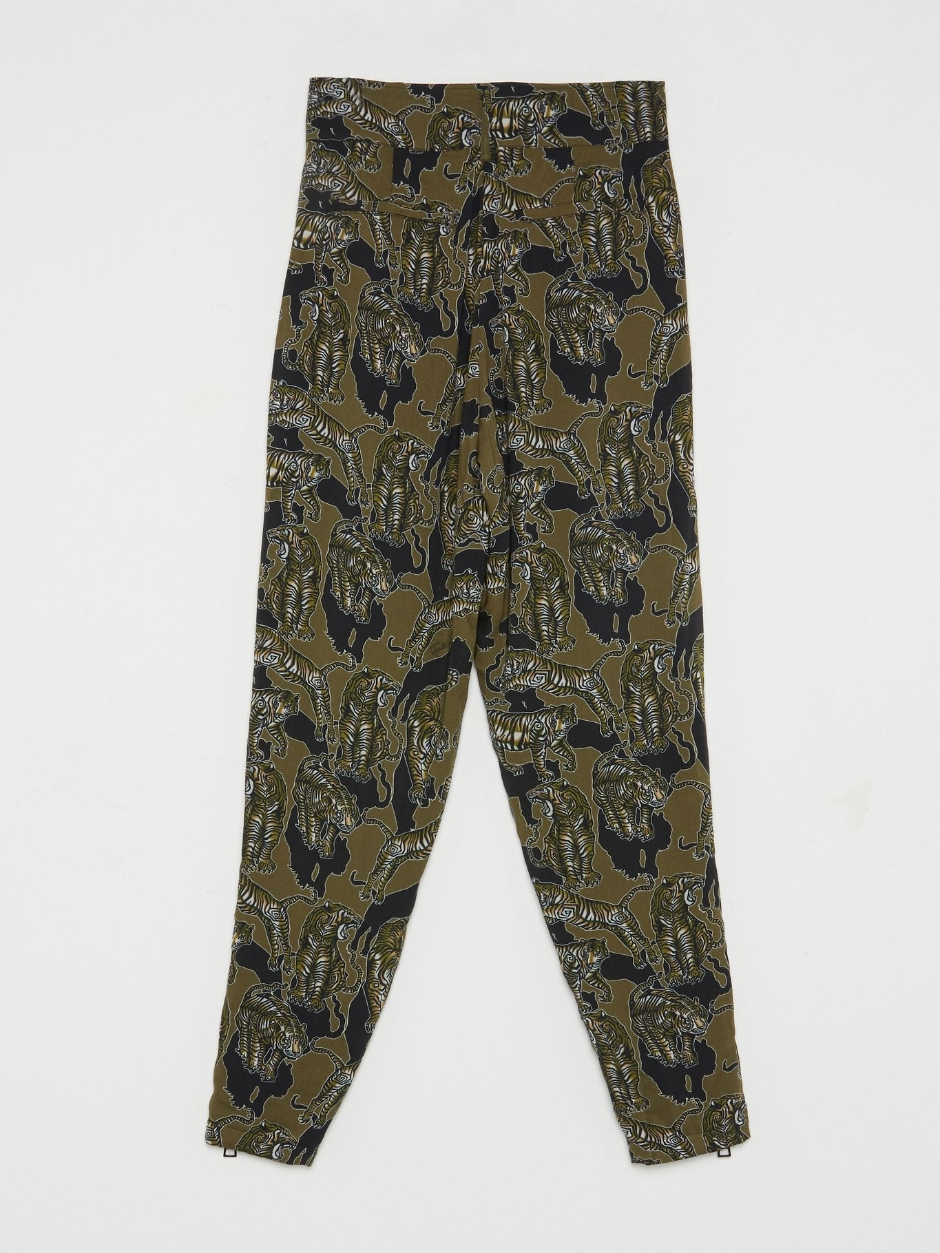 Оливковые брюки с принтом "тигры"