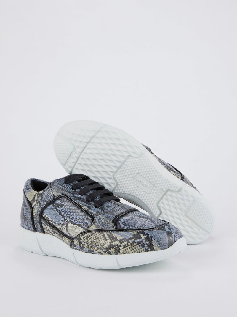 Python Effect Lace Up Sneakers