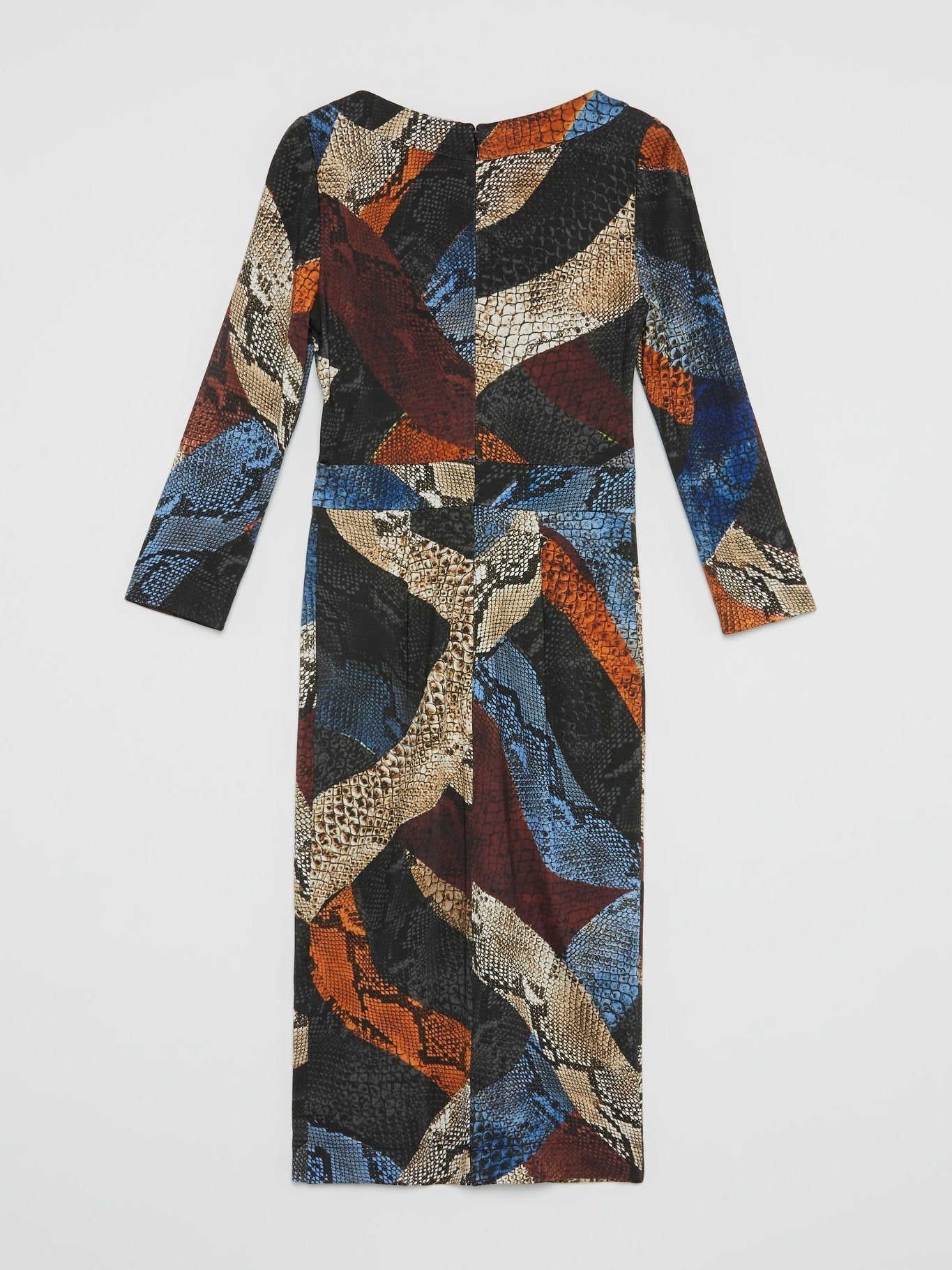 Платье в стиле колор-блок и змеиным принтом
