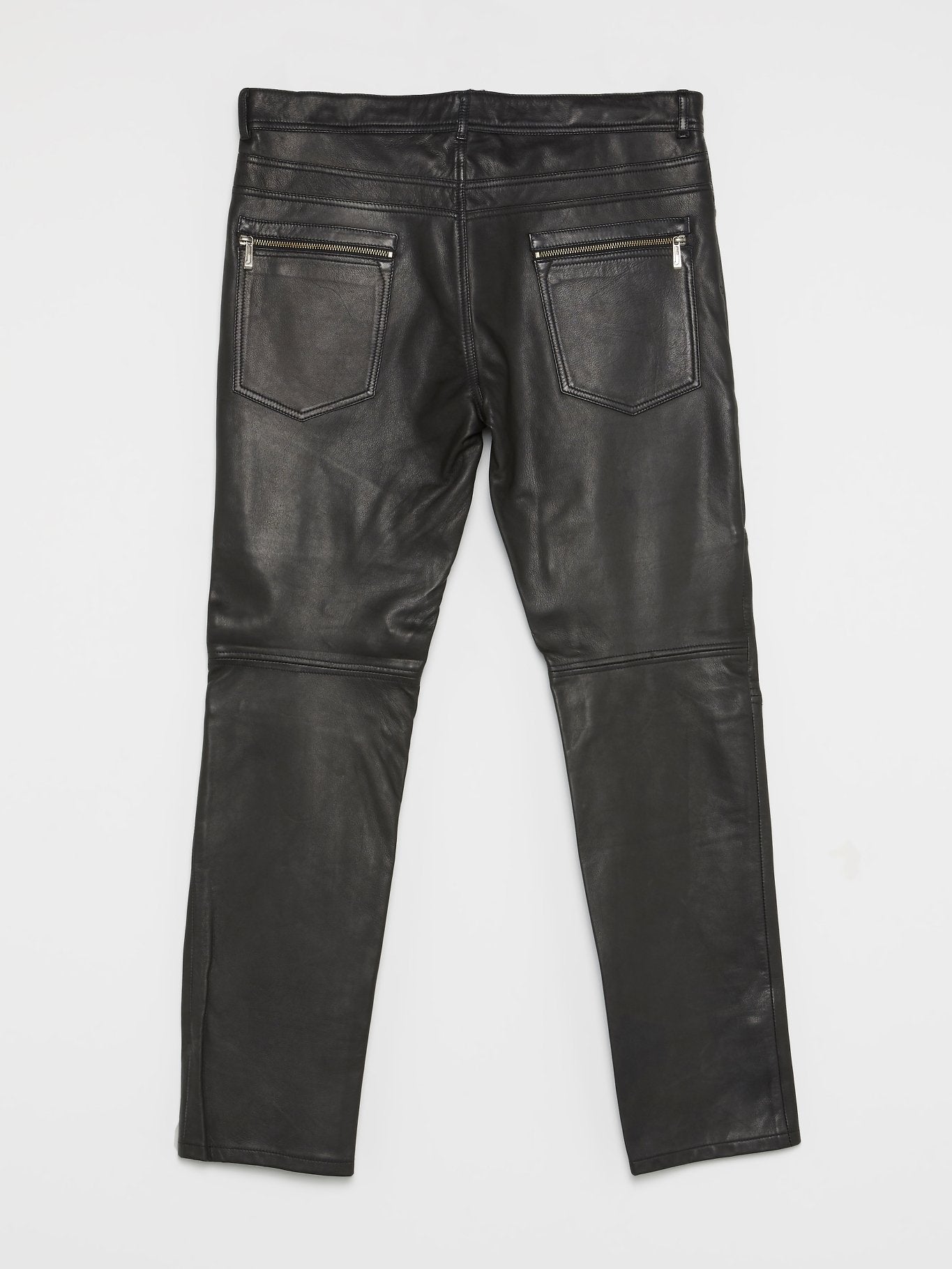 Black Leather Biker Trousers