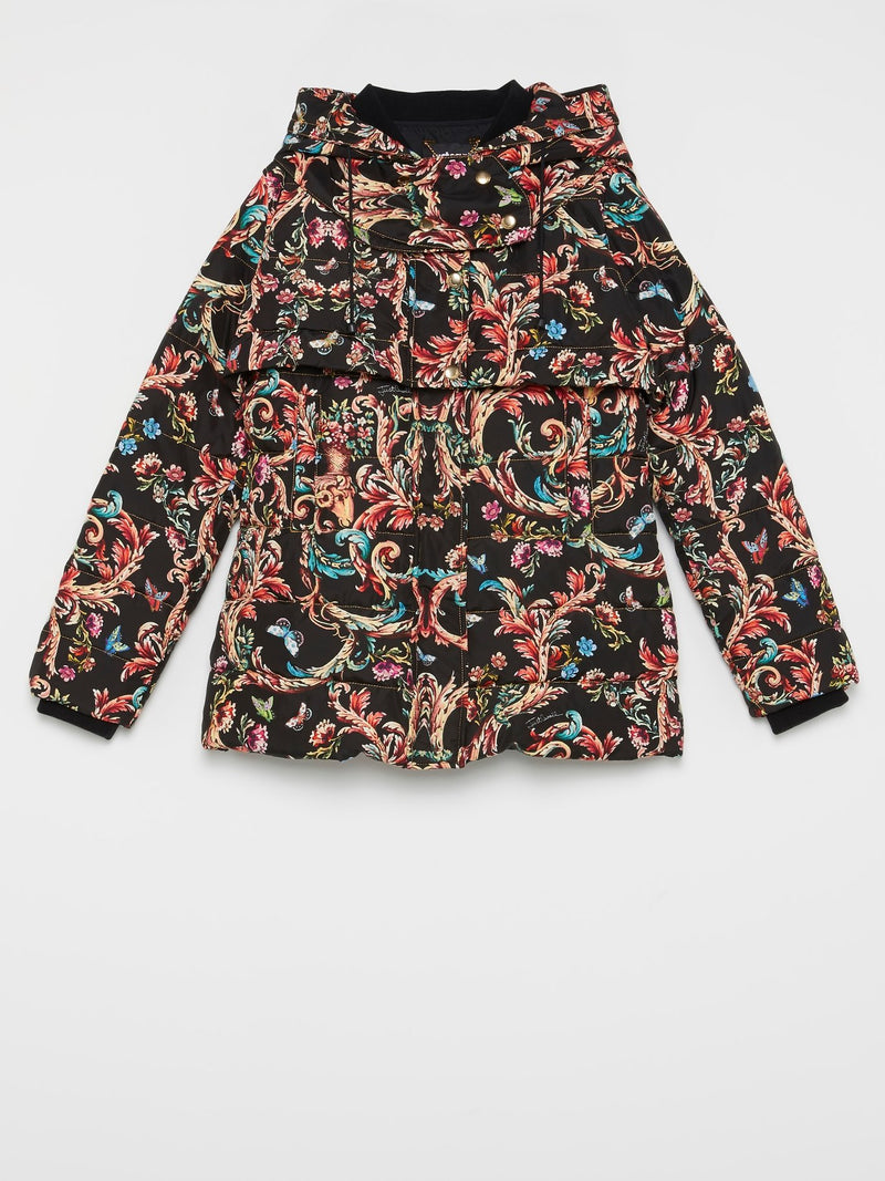 Baroque Print Puffer Jacket