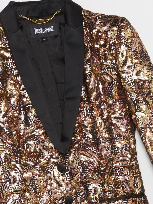 Золотой пиджак с узорами в викторианском стиле