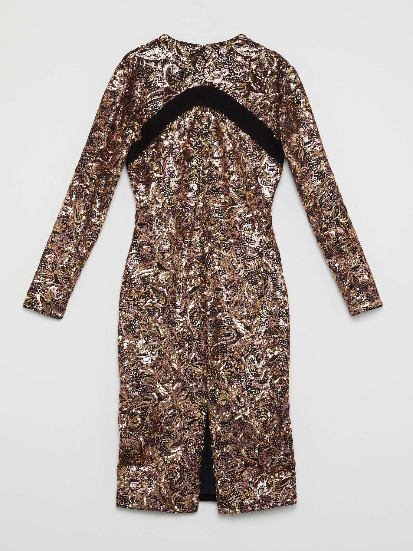 Gold Baroque Sequin Plunge Dress Maison-B-More Global Store Gold Baroque Sequin Plunge Dress Maison-B-More Global Store