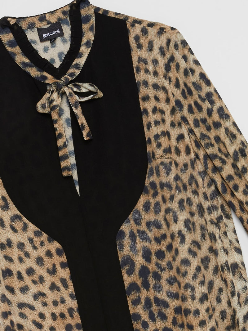 Блузка с бантом и леопардовым принтом