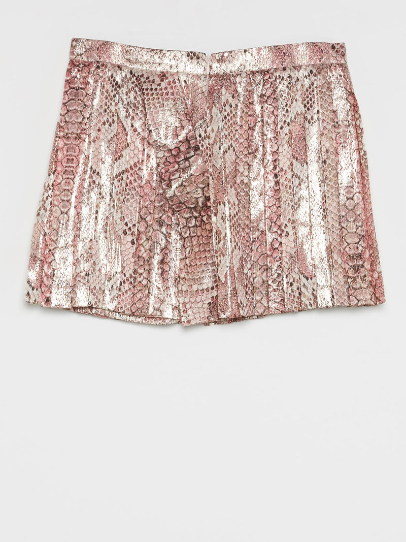 Pink Python Effect Mini Skirt