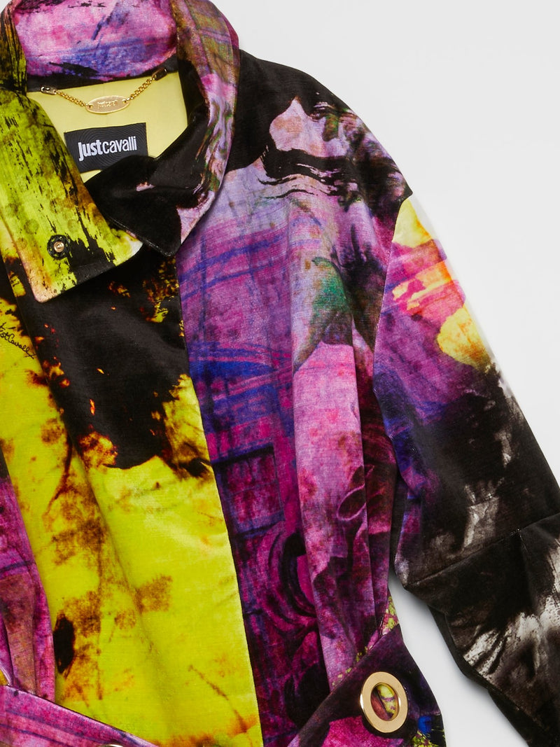 Multicolour Abstract Trench Coat
