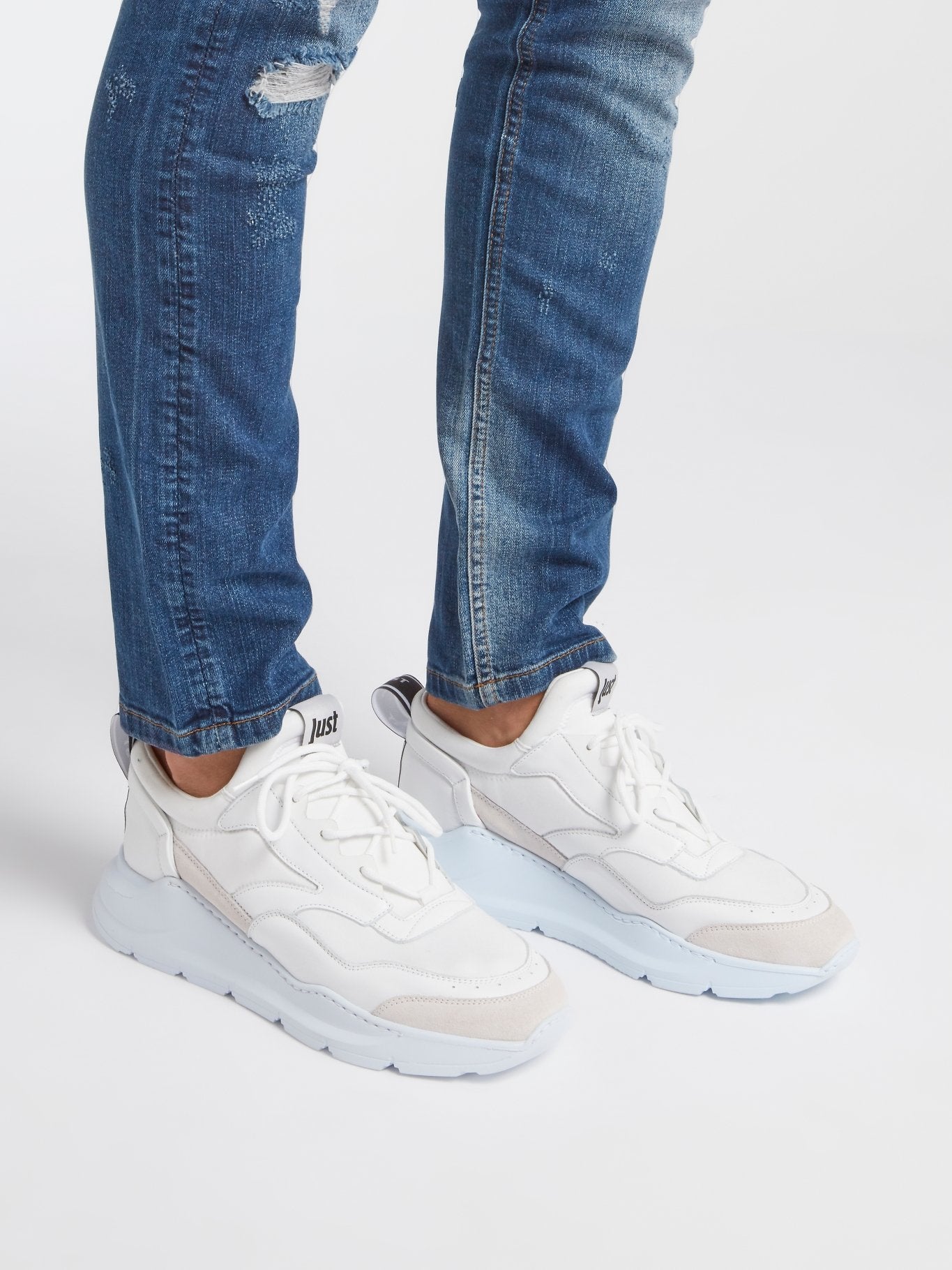 White Lace Up Platform Sneakers
