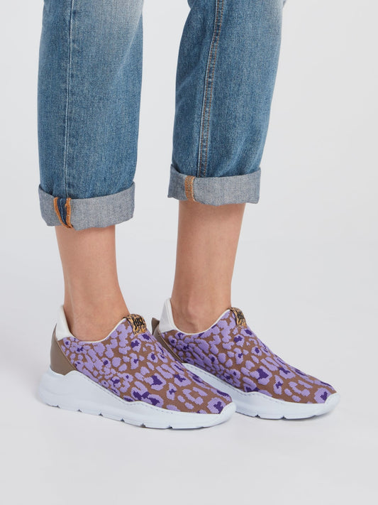 Фиолетовые дышащие кроссовки на платформе