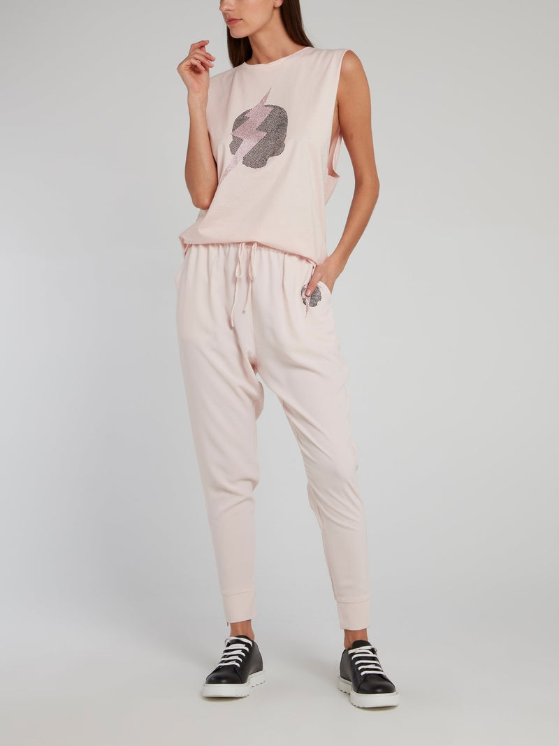 Chrissy Pink Cut-Off Sleeve Top