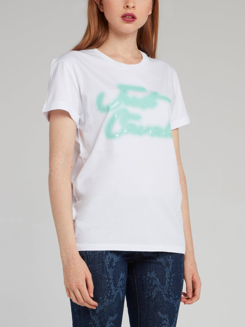 White Spray Print Logo T-Shirt