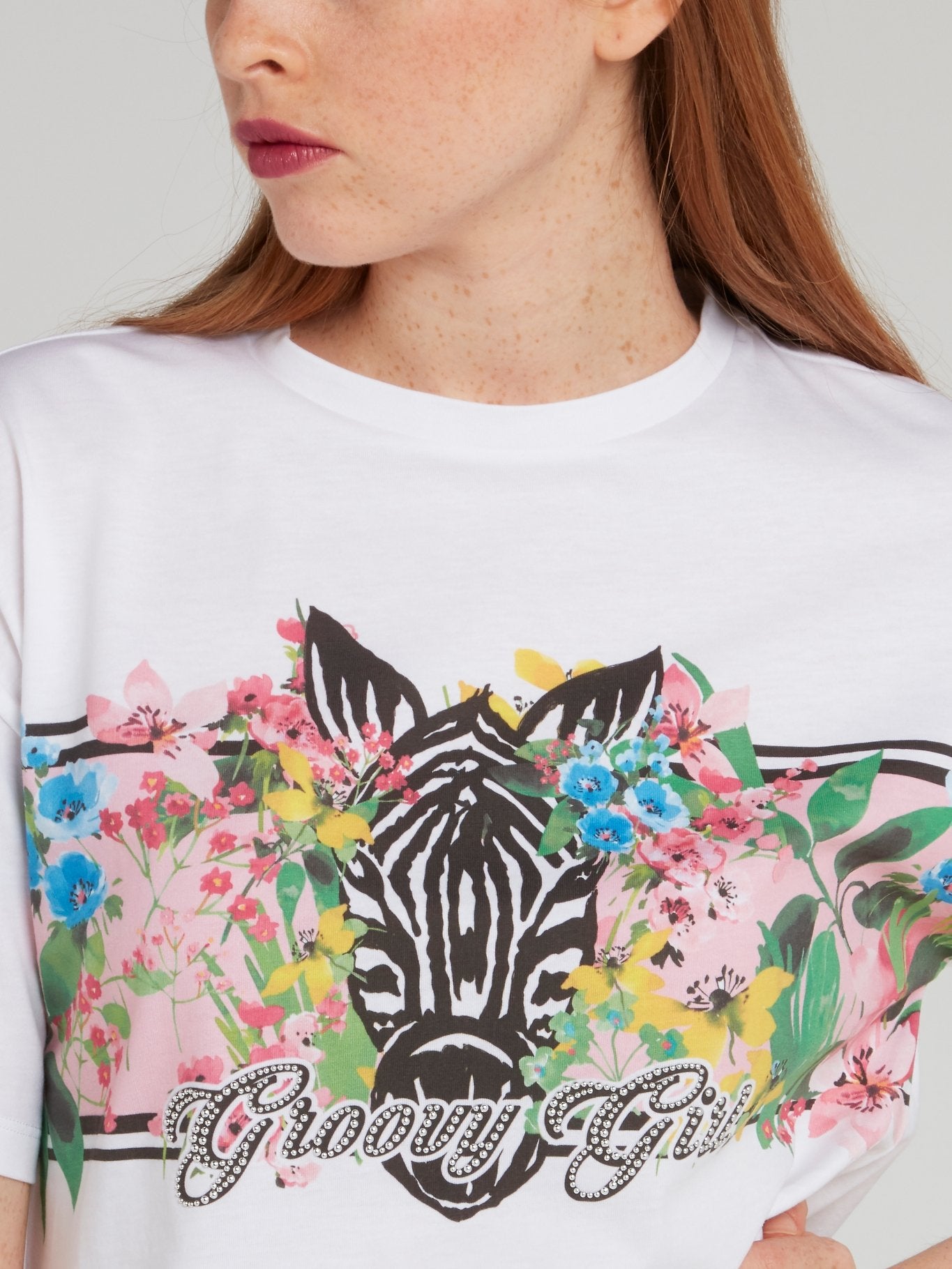 Свободная футболка с принтом "флора и фауна"