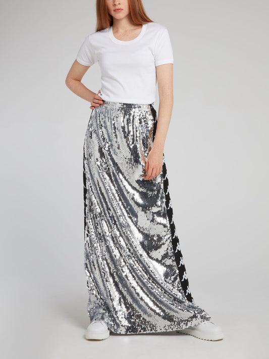 Kappa Silver Sequin Maxi Skirt