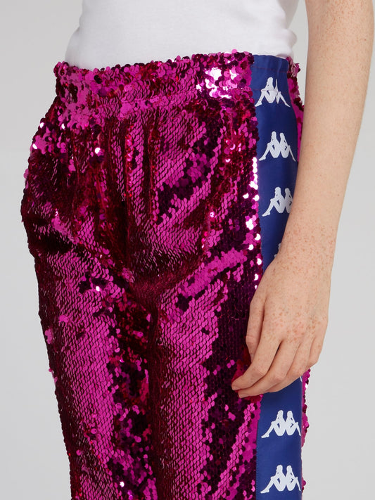 Фиолетовые брюки с пайетками и легким клешем Kappa