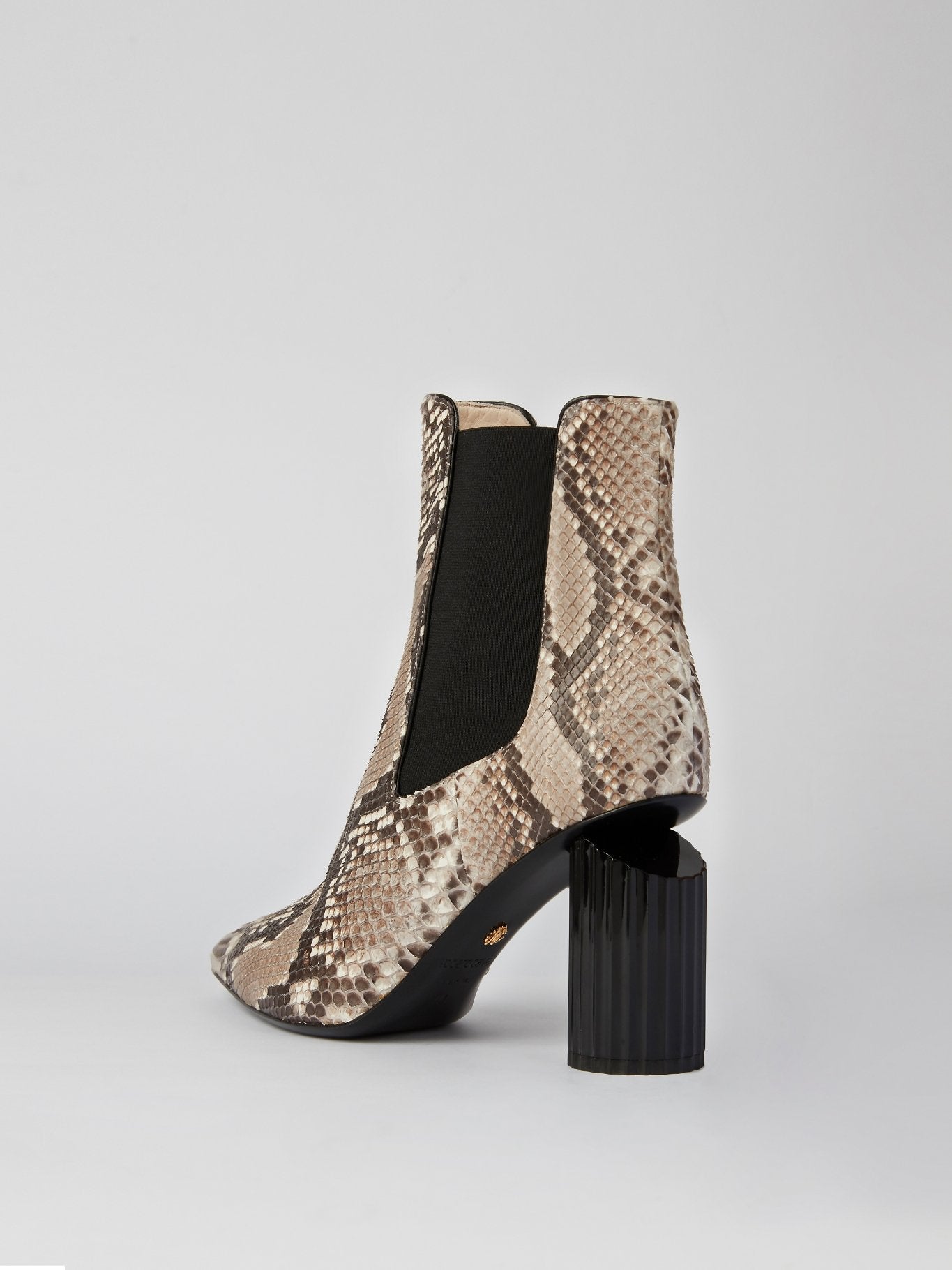 Python Effect Leather Ankle Boots