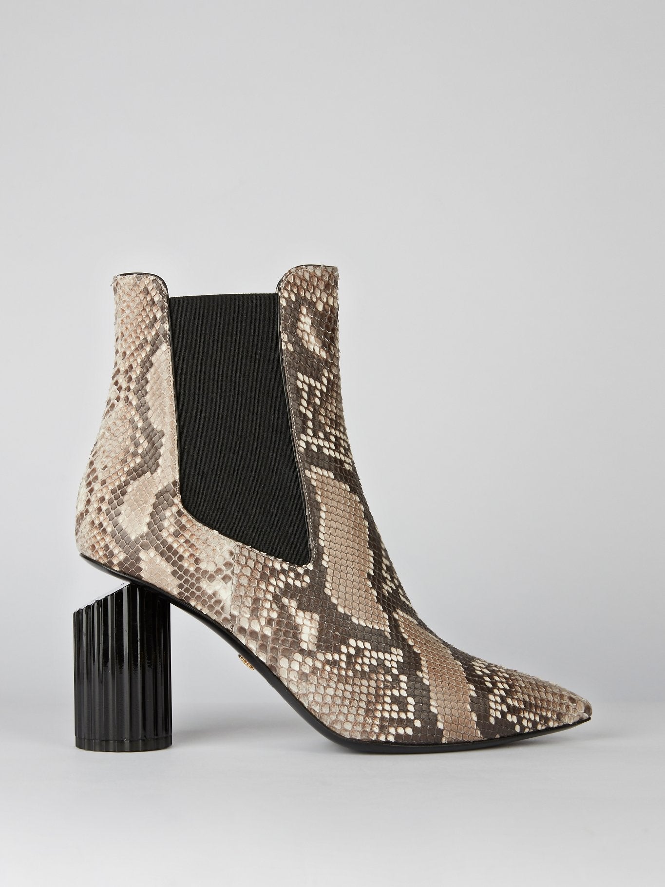 Python Effect Leather Ankle Boots