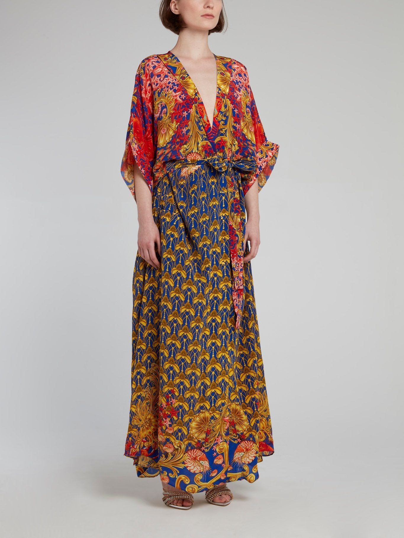 Платье-кимоно с барочным принтом