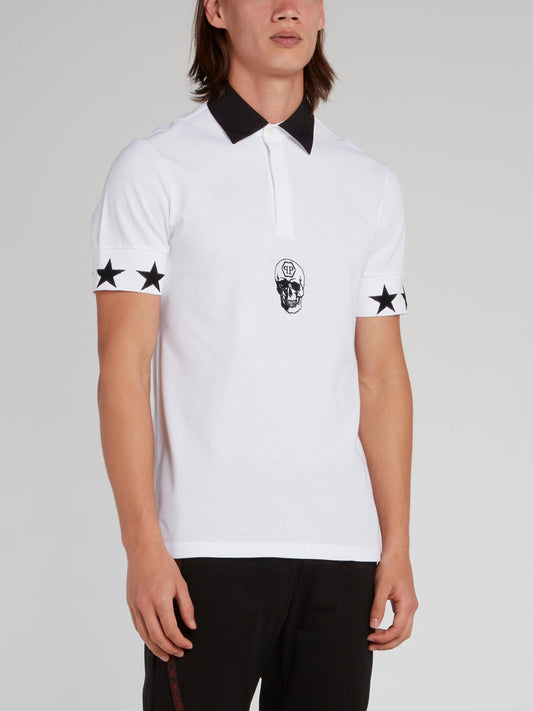 White Stars Skull Polo Shirt