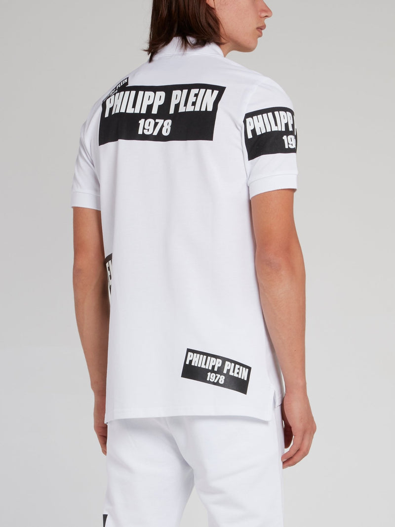 PP1978 White Logo Patch Polo Shirt