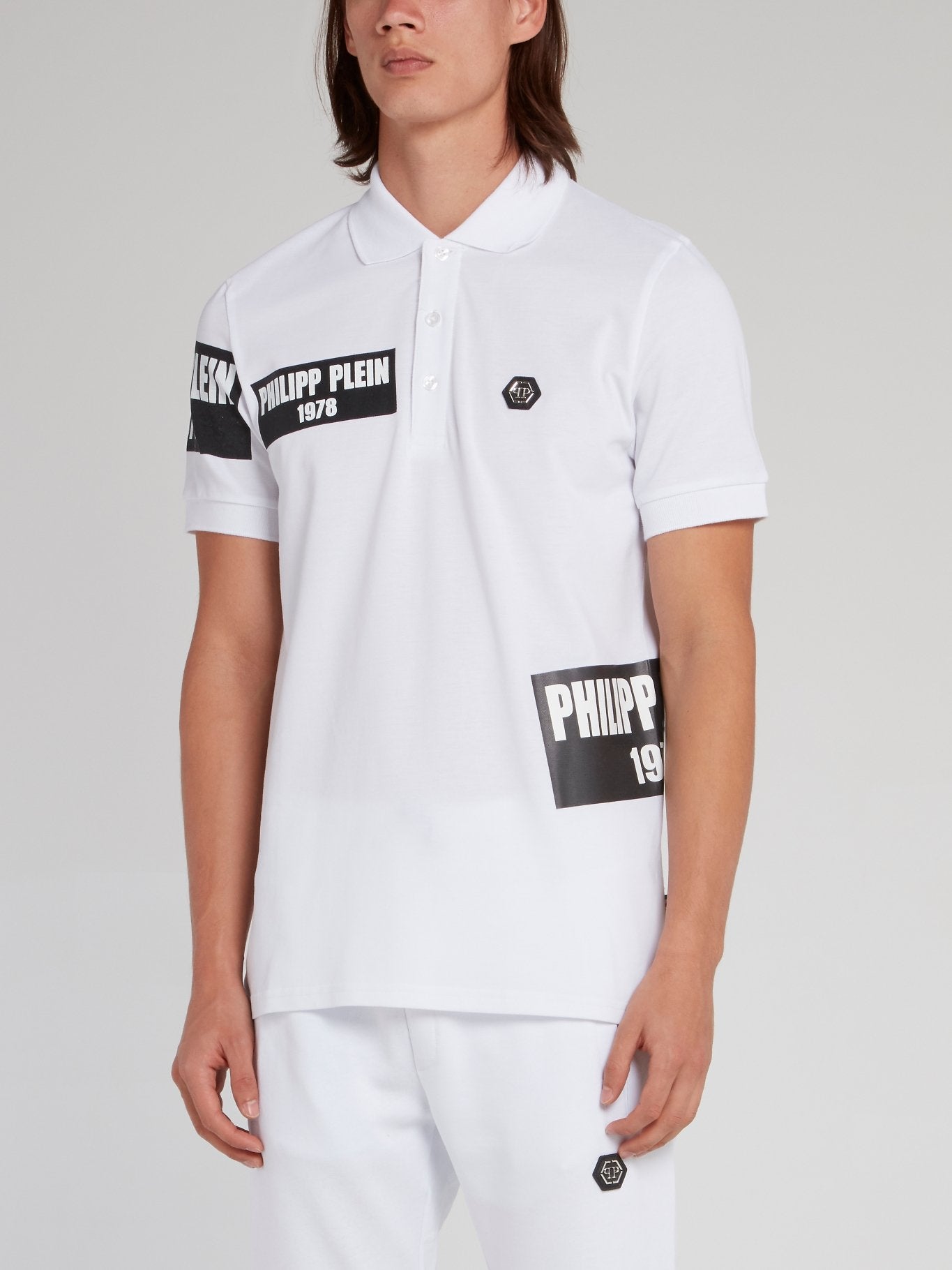 PP1978 White Logo Patch Polo Shirt