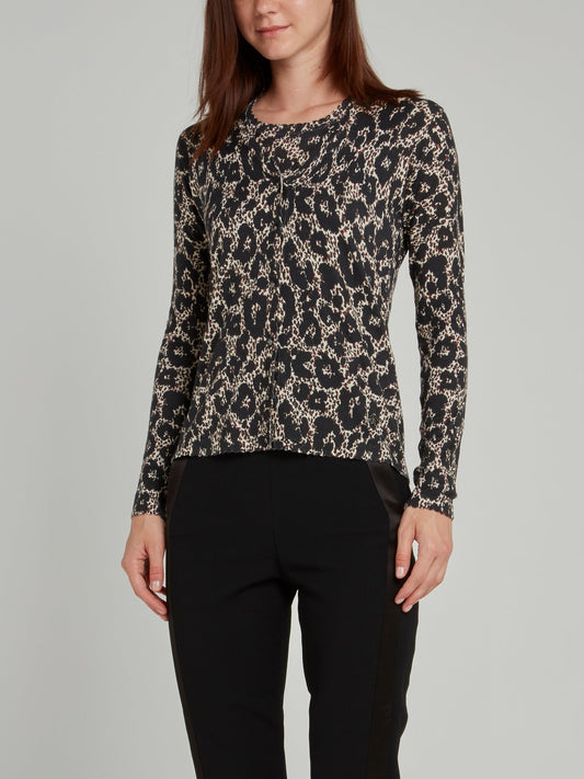 Leopard Print Knit Cardigan