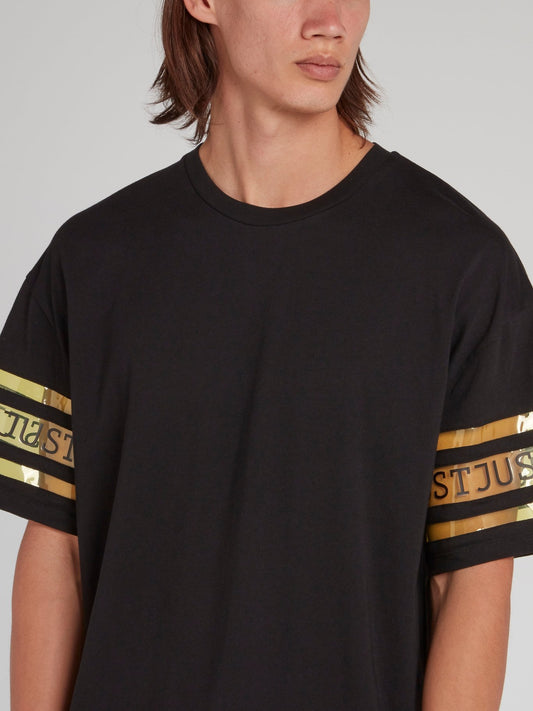 Black Logo Sleeve Loose Fit T-Shirt