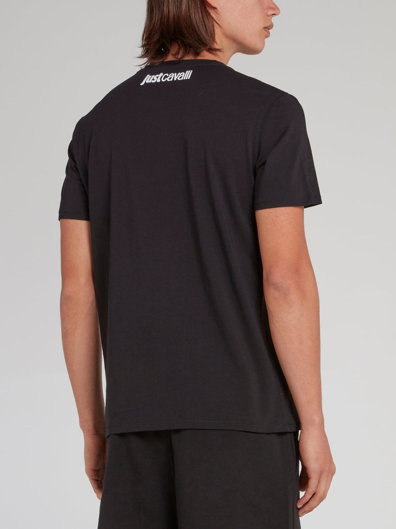 Black Abstract Panel T-Shirt