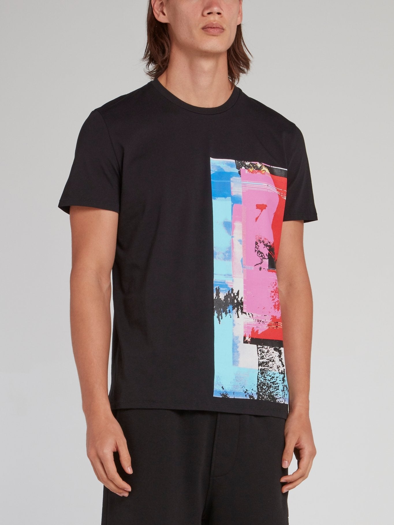 Black Abstract Panel T-Shirt