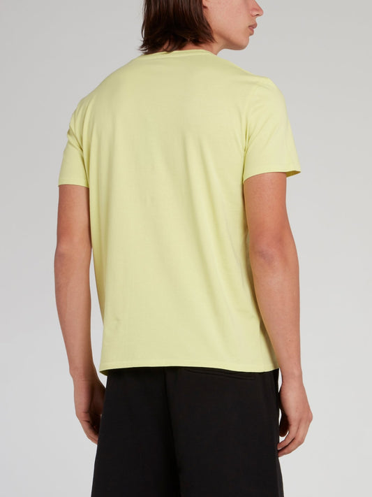 Yellow Logo Print Crewneck T-Shirt