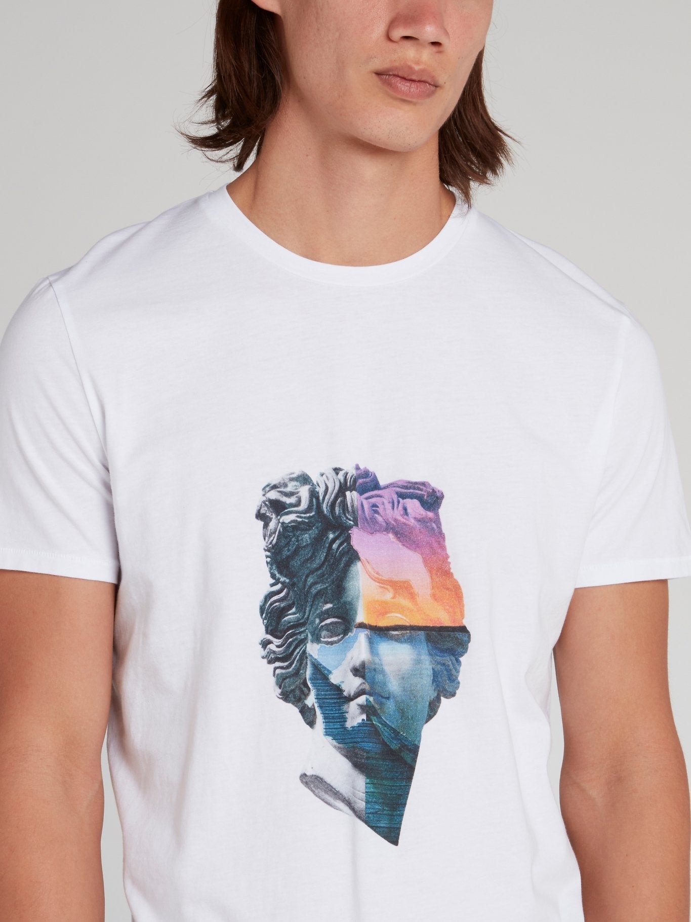 White Abstract Print T-Shirt