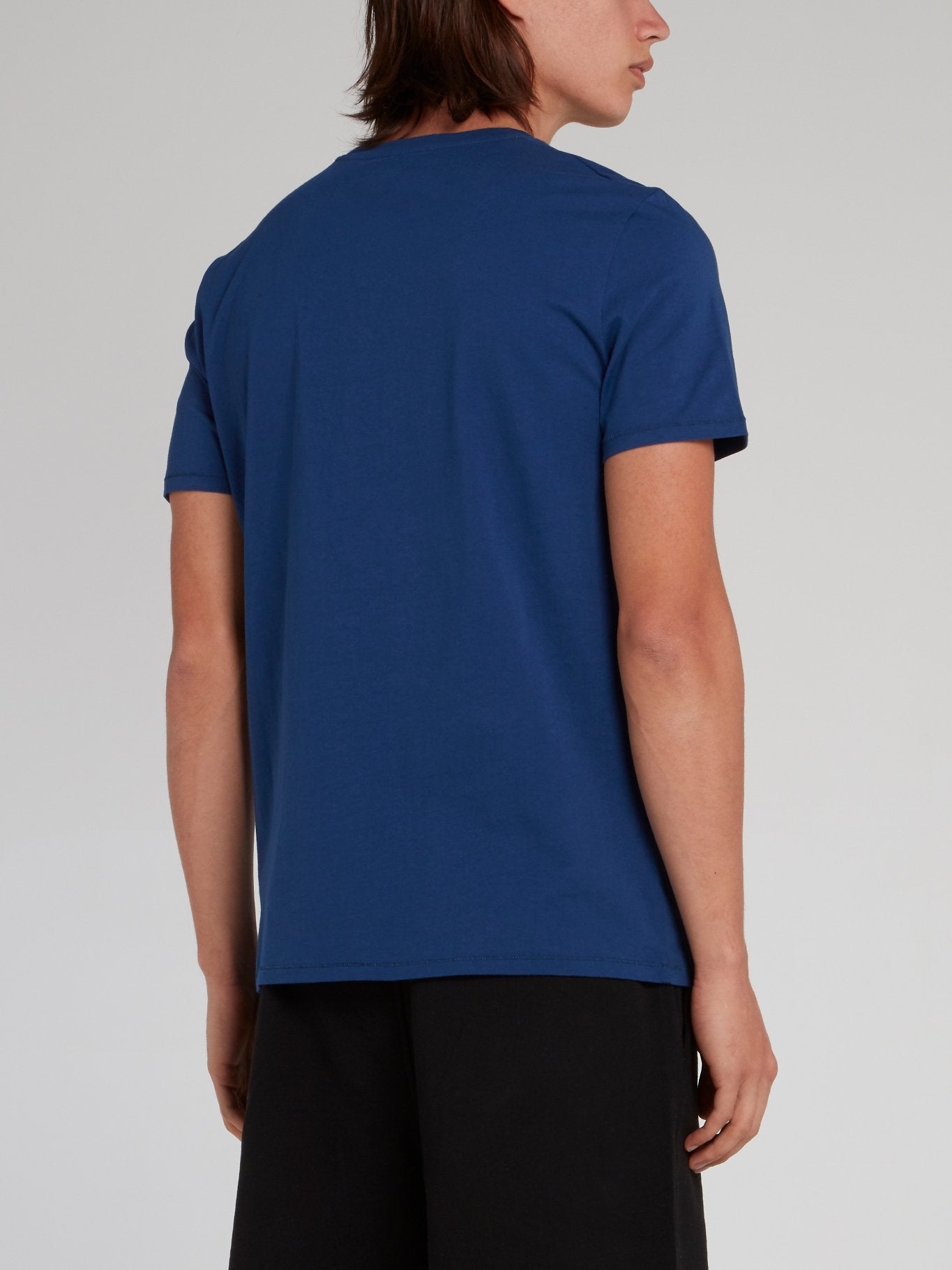 Blue Leopard Head Print T-Shirt